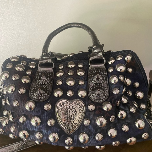 SOLD Punk rock handbag duffle with crossbody strap. - Picture 4 of 7